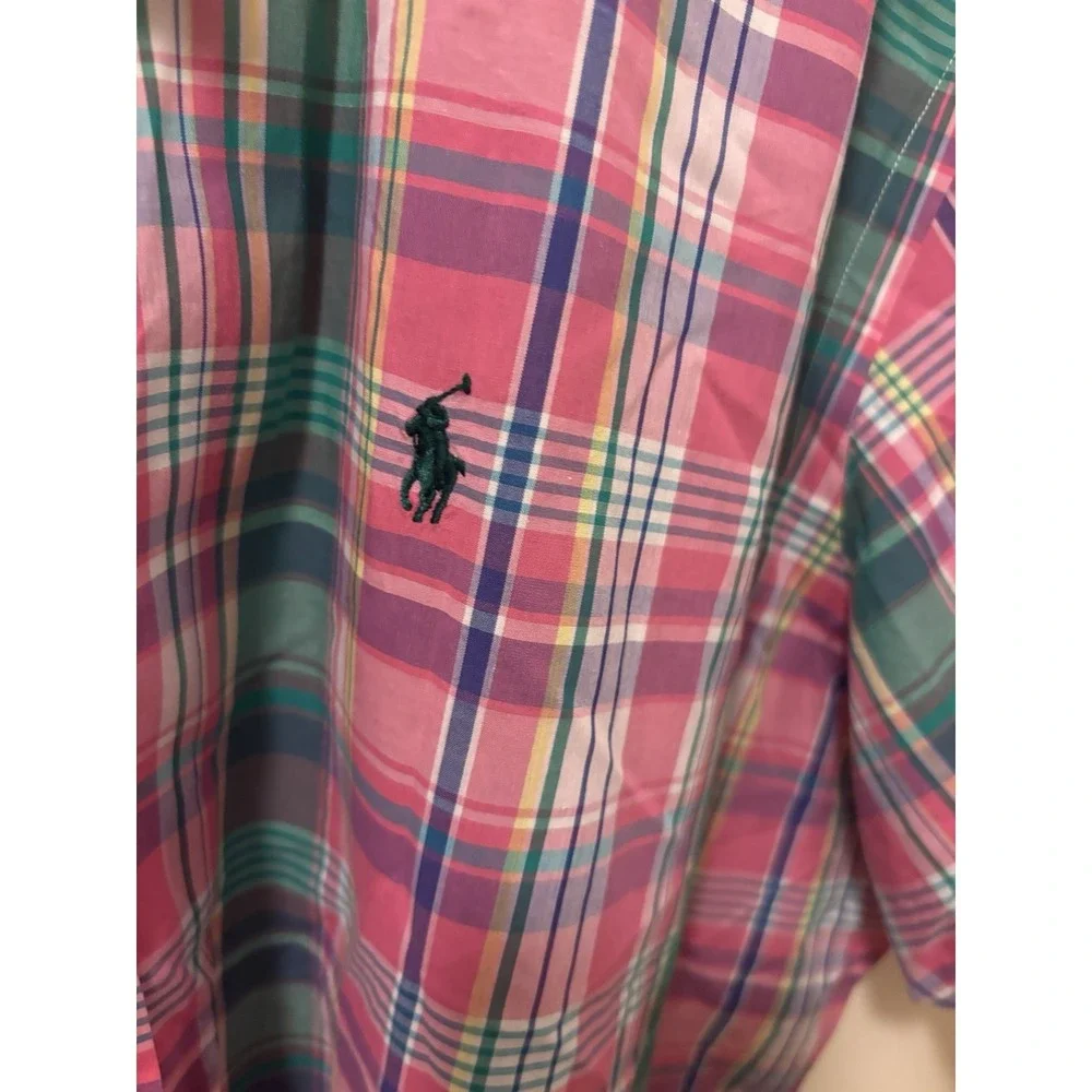 Polo Ralph Lauren Button Down Shirt Pastel Plaid 2XL XXL Embroidered Pony